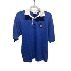 British Embassy Baghdad Polo Shirt Blue Crest Rugby Style Short Sleeve Mens M
